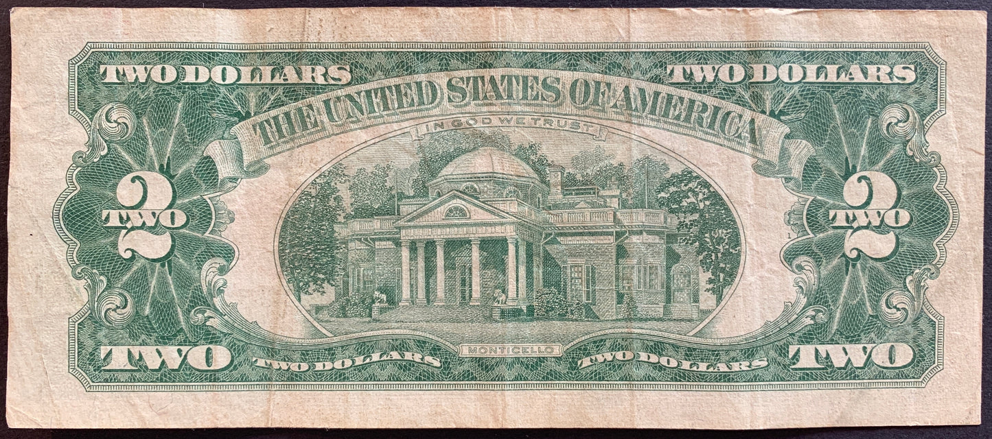 United States 2 Dollars 1963 A series P-382b american dollar bill banknote with Monticello