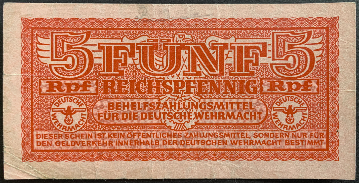 Germany 5 Reichspfennig military voucher ND (1942) P-M33 vintage german banknote from WWII