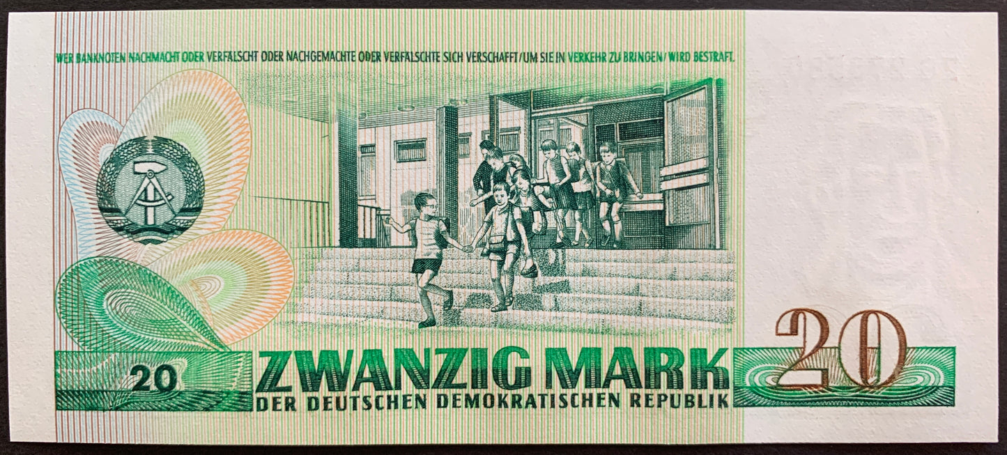 Germany 20 Mark 1975 P-29 UNC vintage REPLACEMENT NOTE with schoolchildren