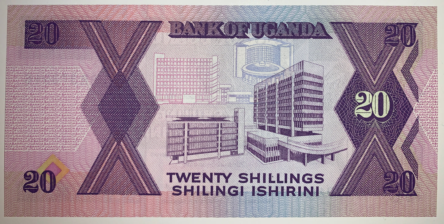 Uganda 20 Shillings 1988 P-29b UNC banknote