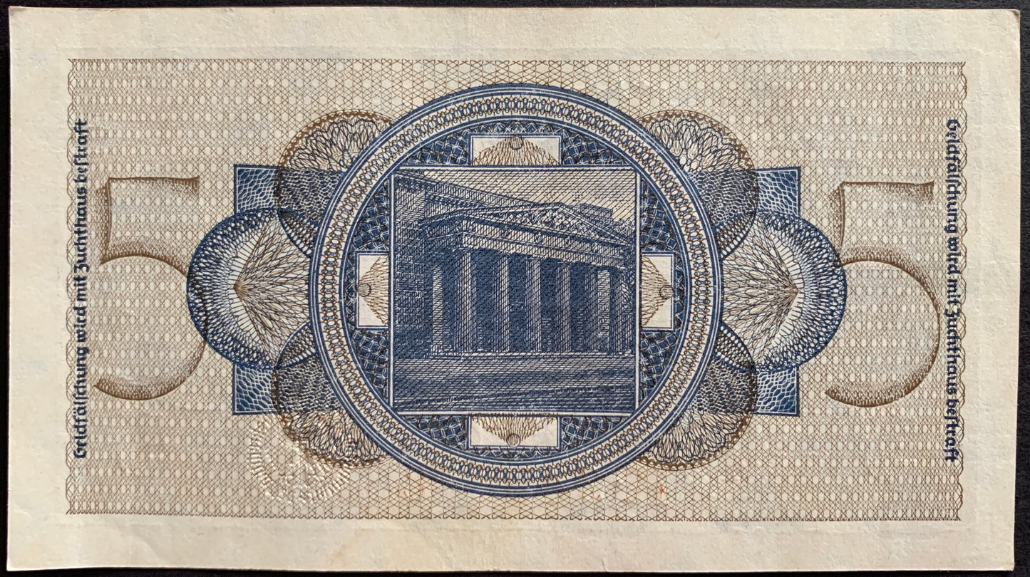 Germany 5 Reichsmark ND (1940-45) P-R138b PREFIX BUNDLE