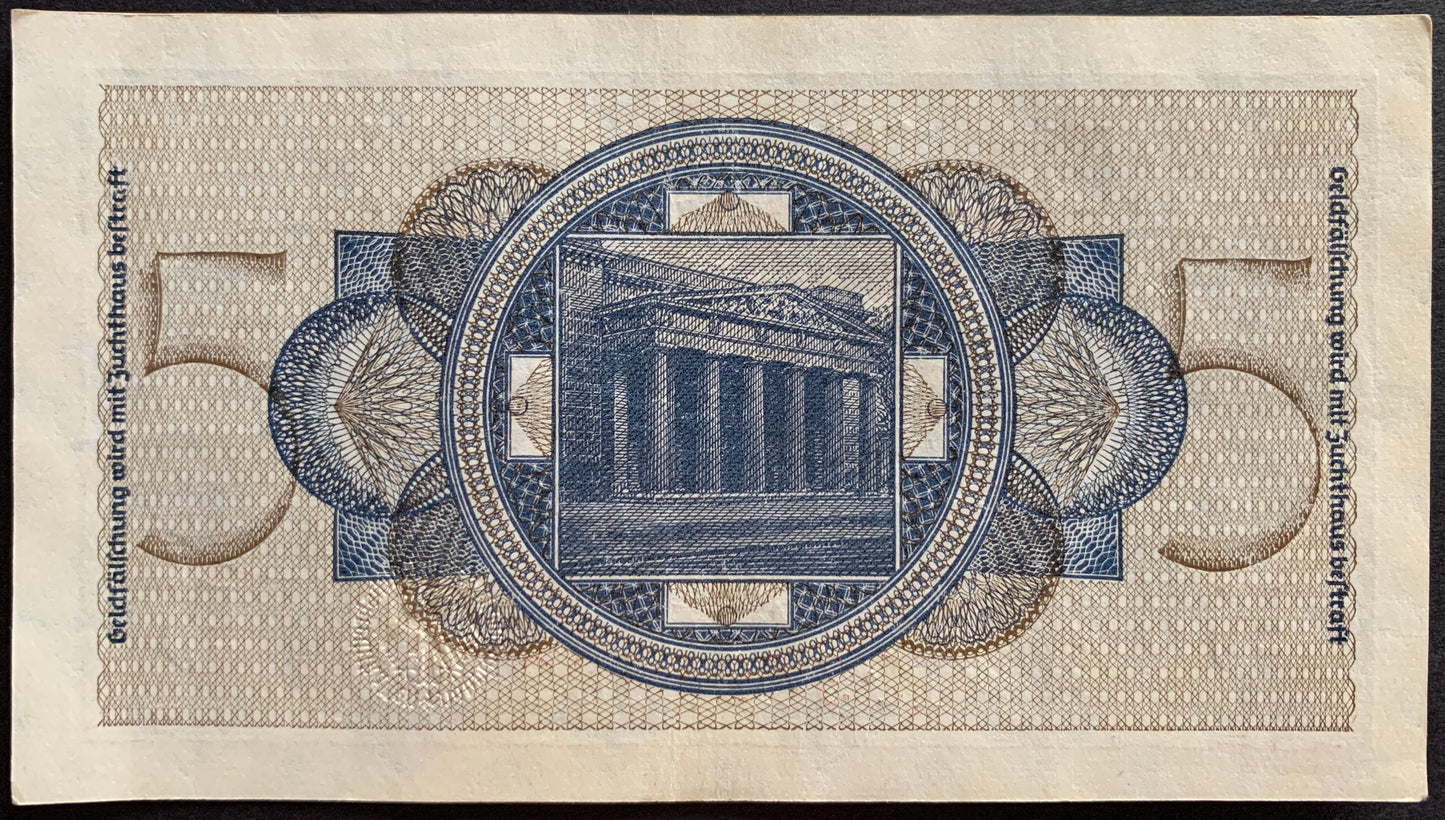 Germany 5 Reichsmark ND (1940-45) P-R138a XF-AUNC consecutive pair