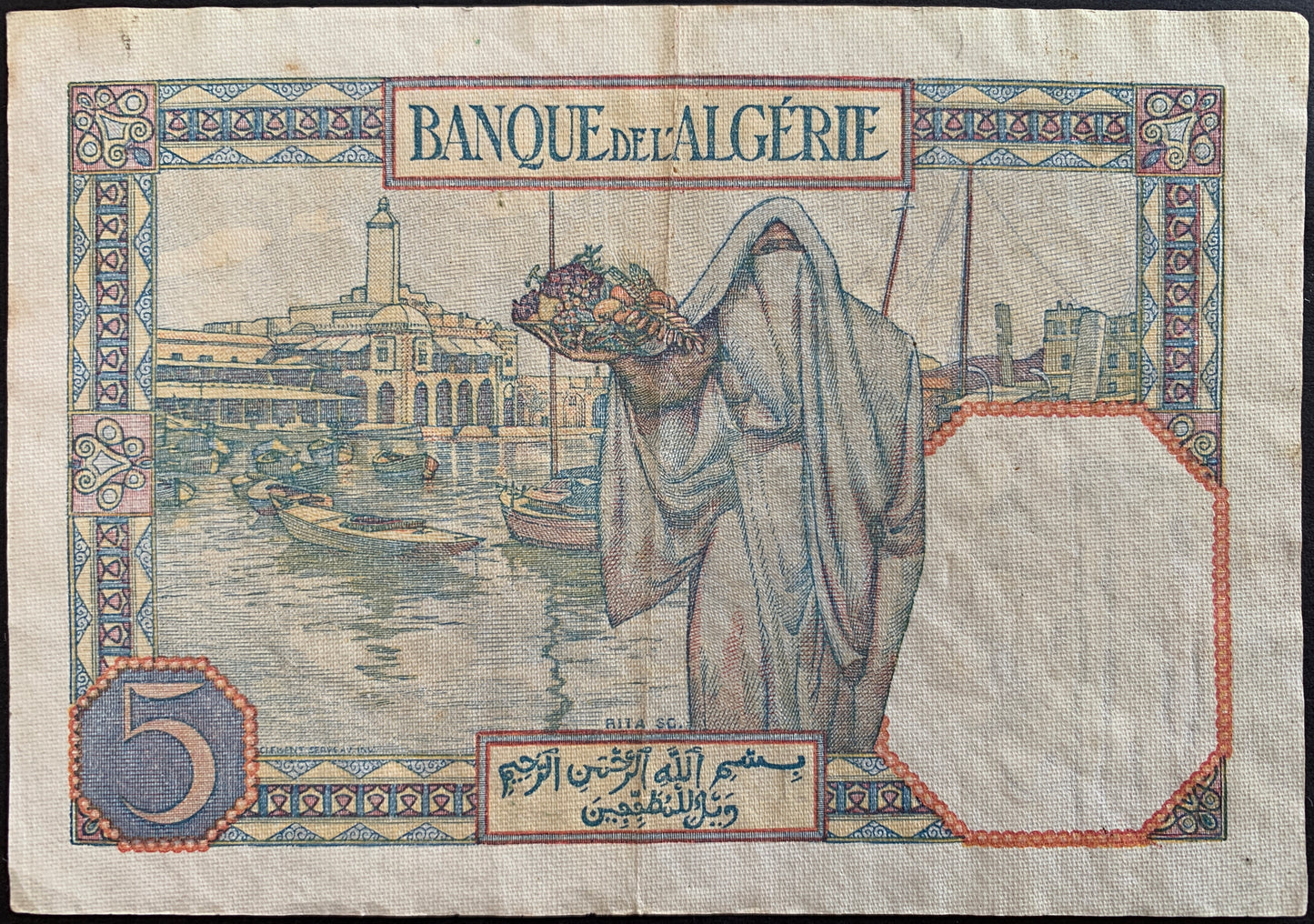 Algeria 5 Francs 1941 P-77b XF