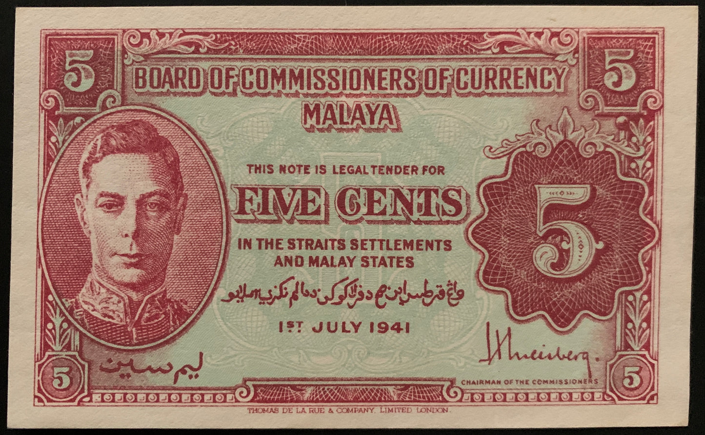 Malaya 5 Cents 1941 P-7 XF