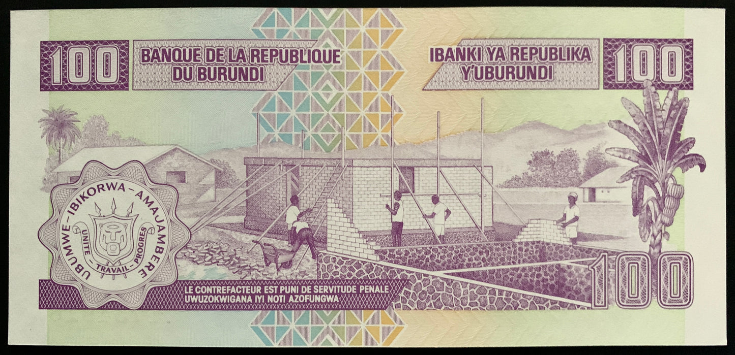 Burundi 100 Francs 1997 P-37b UNC