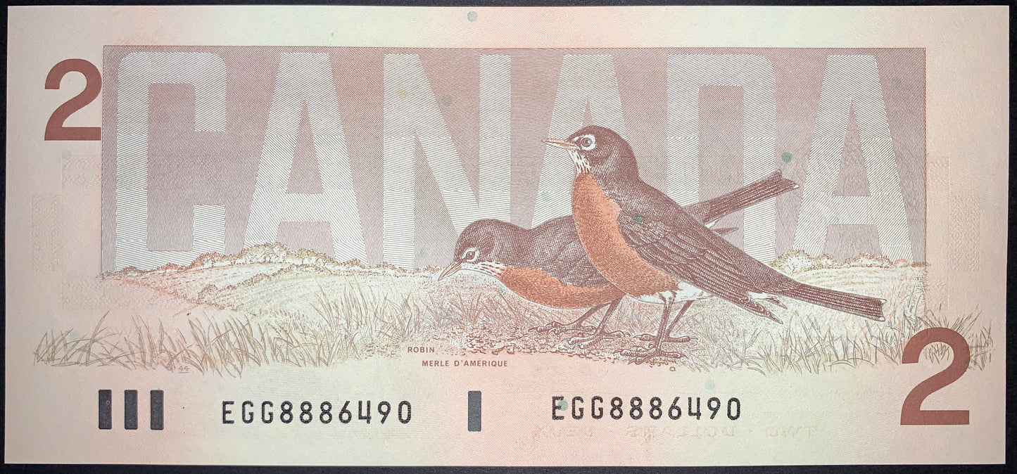 Bird Series Robin Banknote | Canada 2 Dollars 1986 P-94 UNC