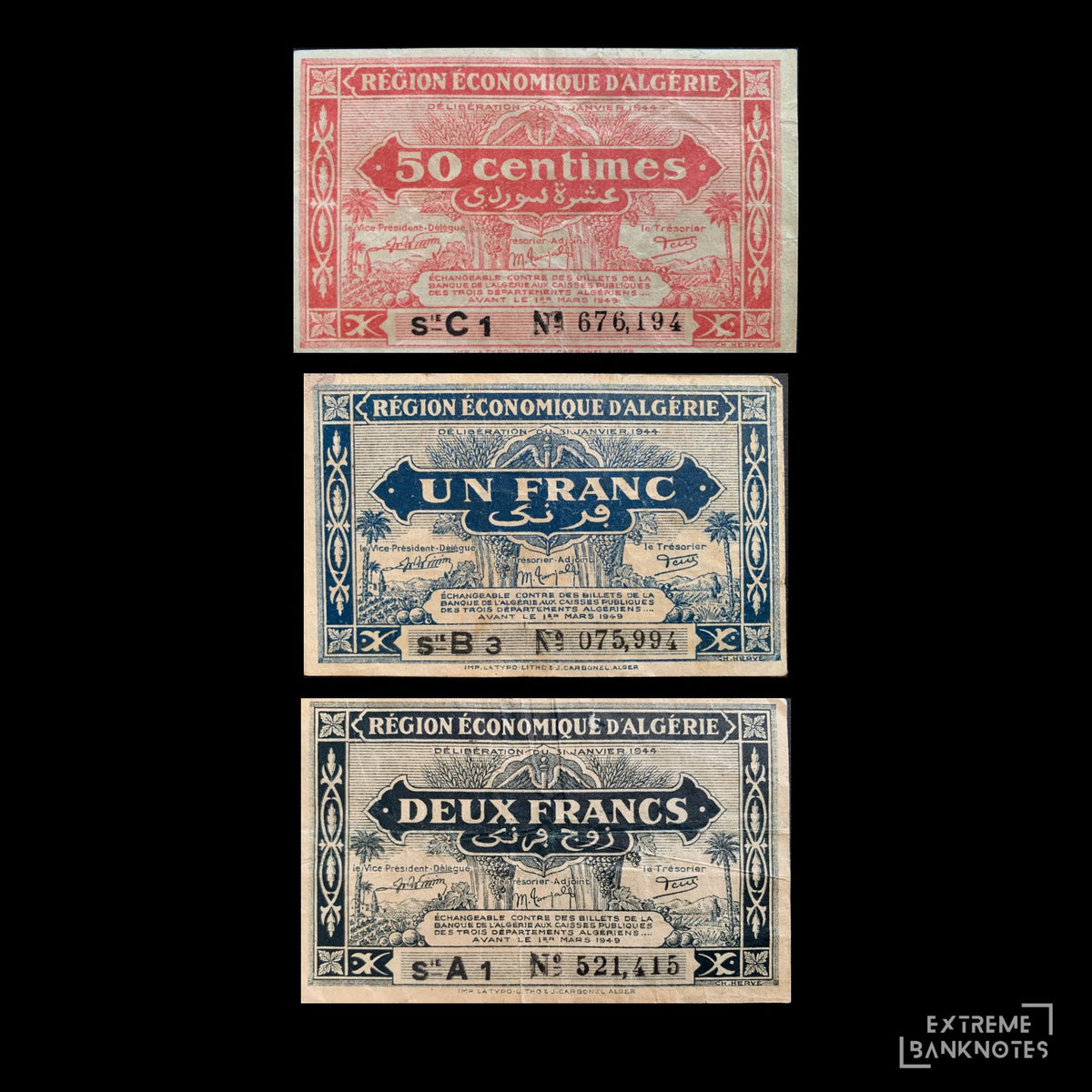 Algeria WWII Franc Bundle