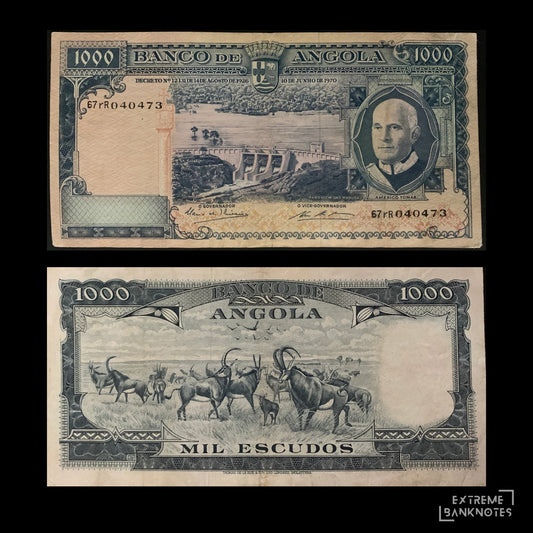 Angola 1000 Escudos 1970 P-98 VF – front and back