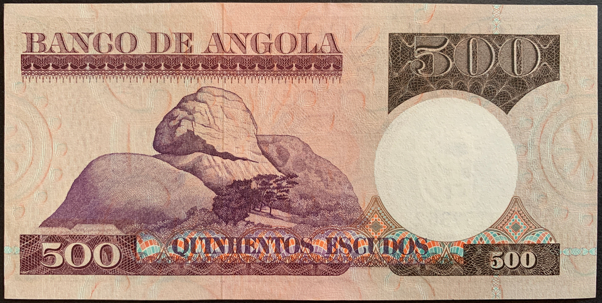Angola 500 Escudos 1973 P-107 vintage colonial collectible banknote with mountain