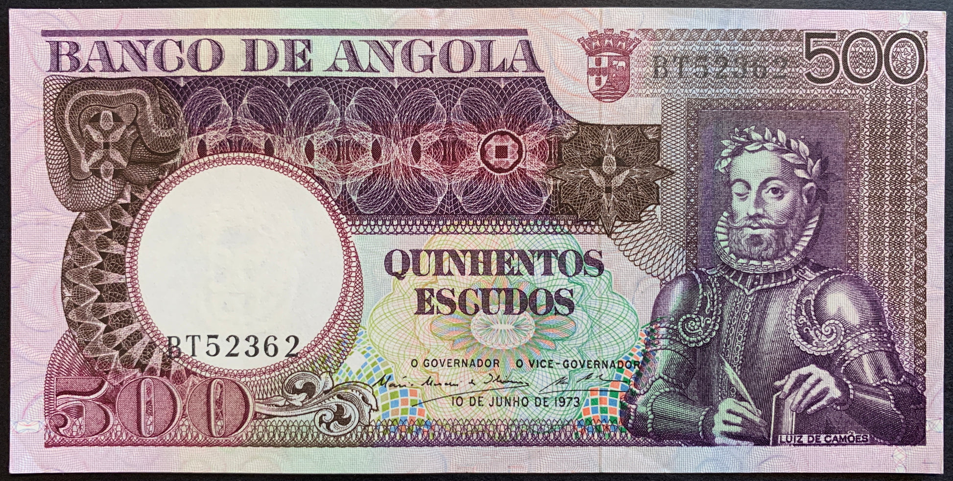Angola 500 Escudos 1973 P-107 vintage colonial banknote with portrait of man 