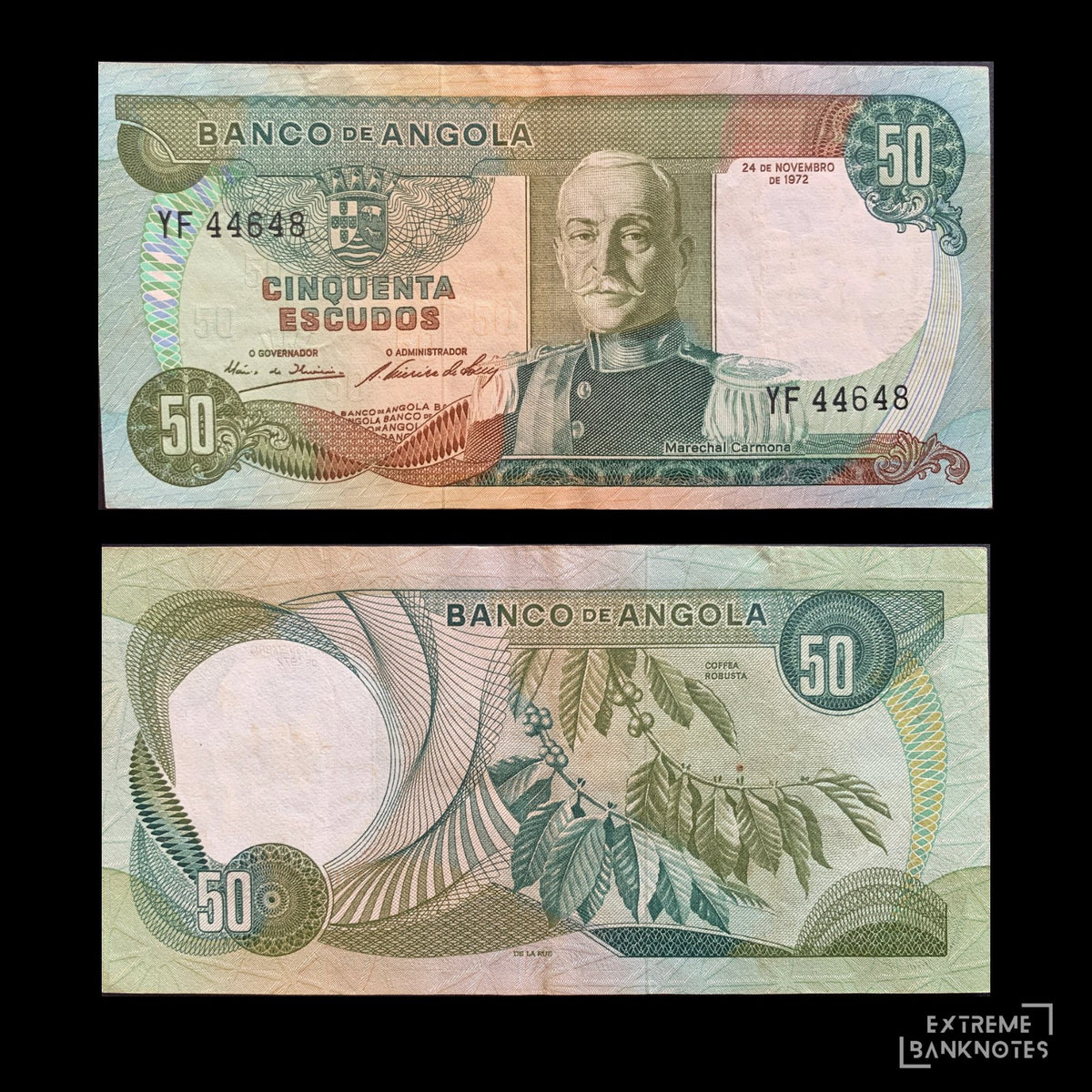 Angola 50 Escudos 1972 P-100 VF – front and back