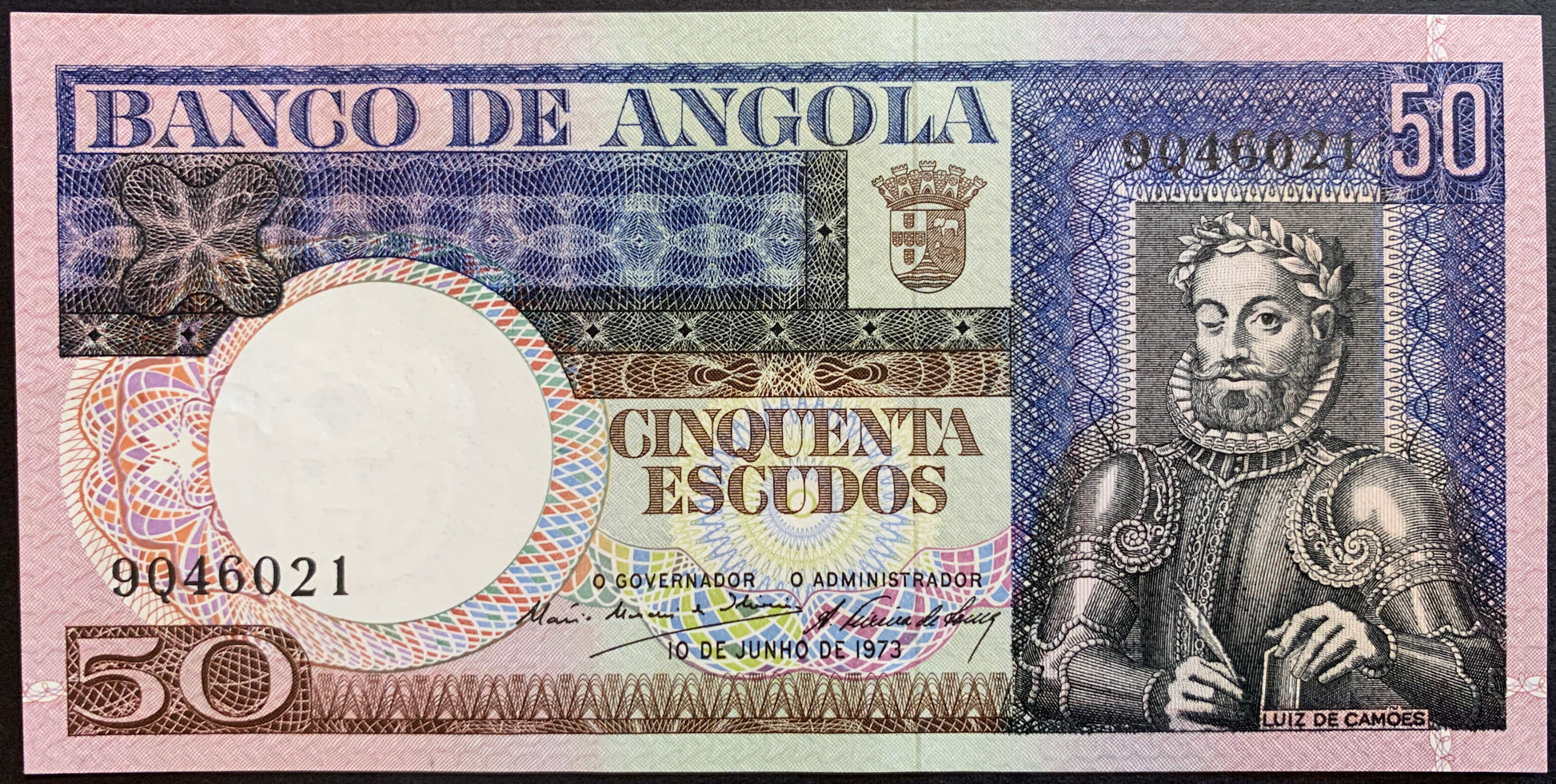 Angola 50 Escudos 1973 P-105 vintage colonial banknote with portrait of man
