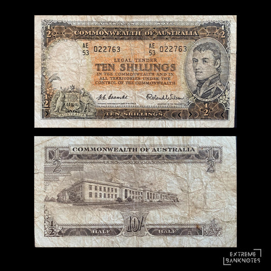 Australia 10 Shillings Commonwealth Bank ND (1954-1960) P-29a F – front and back