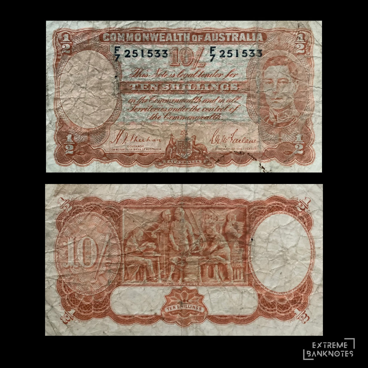 Australia 10 Shillings ND (1939-1941) P-25a VG – front and back