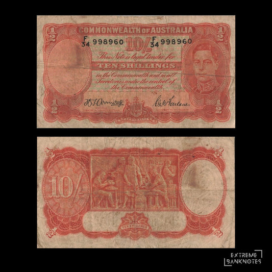 Australia 10 Shillings ND (1939-1941) P-25b F – front and back