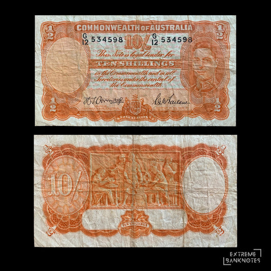 Australia 10 Shillings ND (1941-1948) P-25b F – front and back