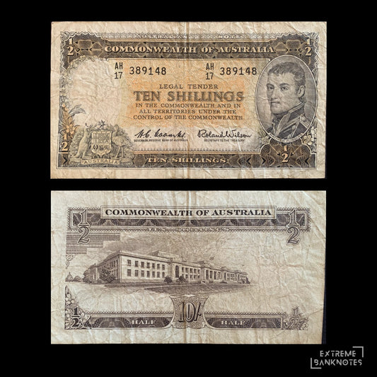 Australia 10 Shillings Reserve Bank ND (1961-1965) P-33a F – front and back