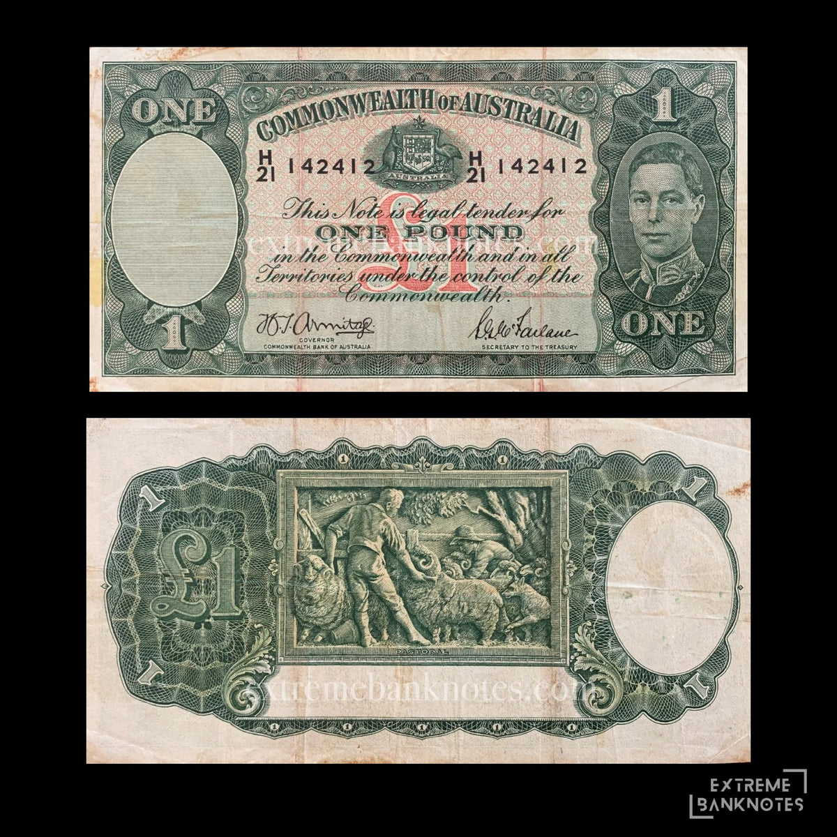 Australia 1 Pound ND (1941-1948) P-26 VF – front and back