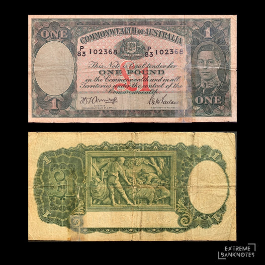 Australia 1 Pound ND (1941-1948) P-26b VG – front and back