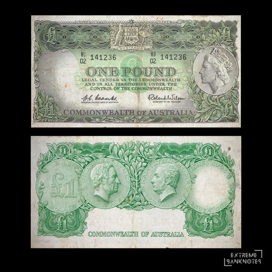 Australia 1 Pound ND (1953-1960) P-30 VG – Pre-Decimal Commonwealth – front and back
