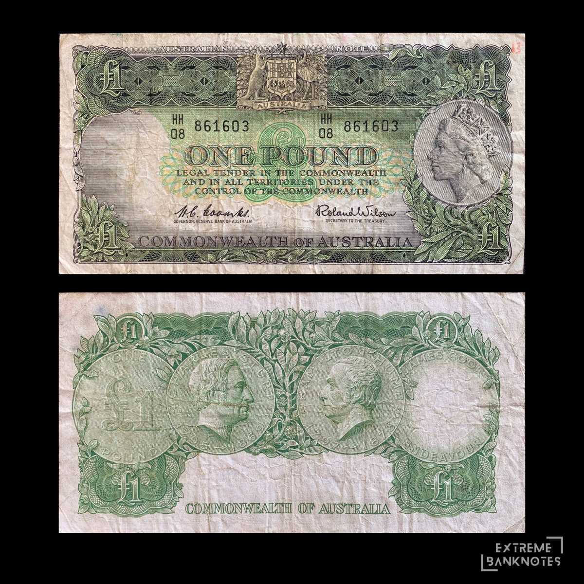 Australia 1 Pound ND (1961-65) P-34a F – front and back