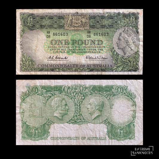 Australia 1 Pound ND (1961-65) P-34a F – front and back