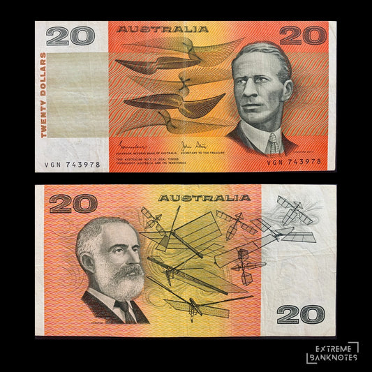 Australia 20 Dollars ND (1982-1984) P-46d VF – front and back