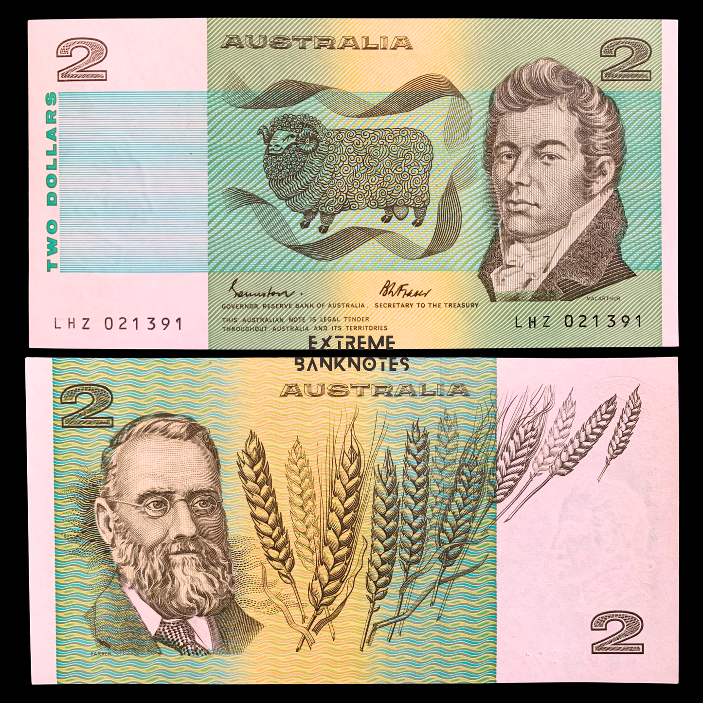 front and back of Australia 2 Dollars ND (1985) P-43e UNC collectible banknote