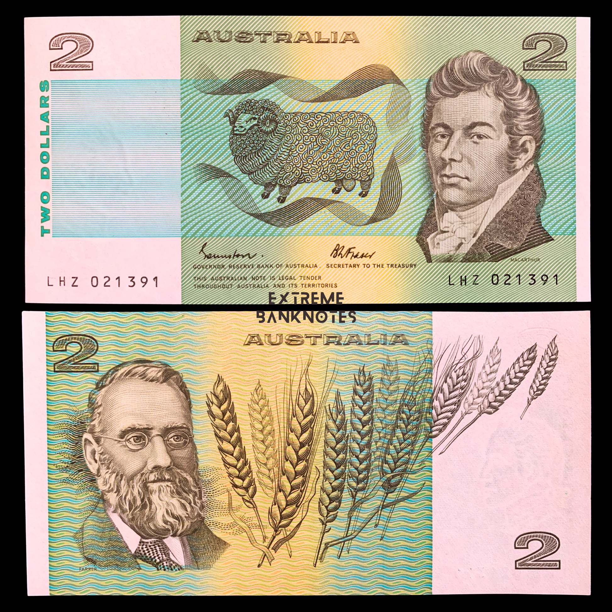 front and back of Australia 2 Dollars ND (1985) P-43e UNC collectible banknote
