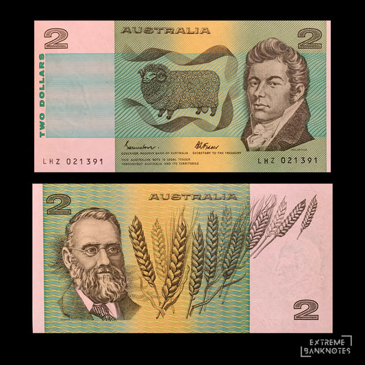 front and back of Australia 2 Dollars ND (1985) P-43e UNC collectible banknote