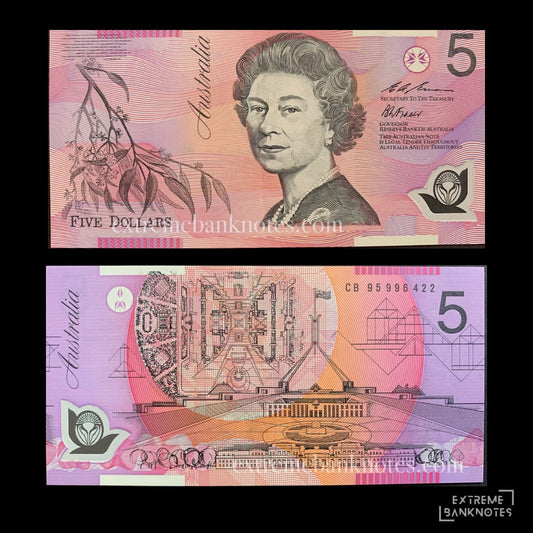 Australia 5 Dollars 1995 P-51a XF – front and back