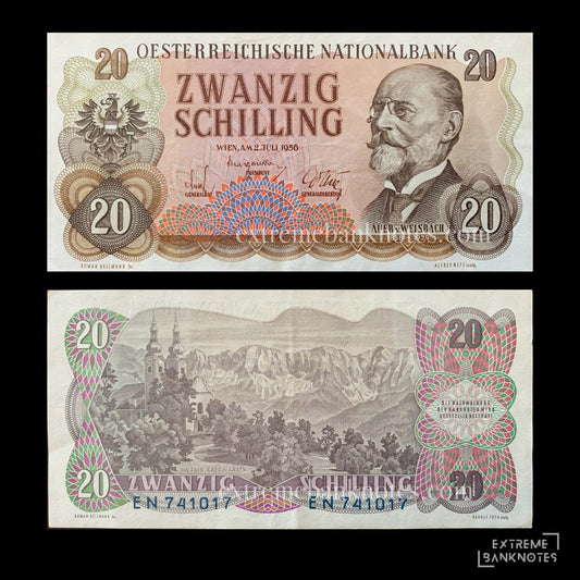 Austria 20 Schilling 1956 P-136 VF – front and back