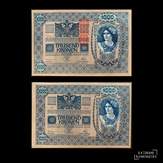 Austro-Hungary 1000 Kronen ND (1919) EF+ – front and back