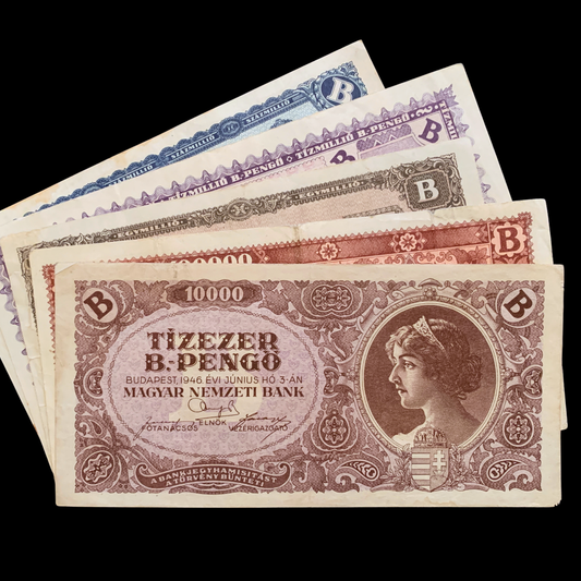 Hungary B.-Pengő Complete Hyperinflationary Vintage Banknote Bundle F-XF 1946
