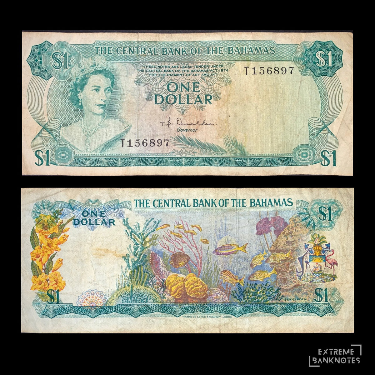 Bahamas 1 Dollar 1974 P-35a F/VF – front and back