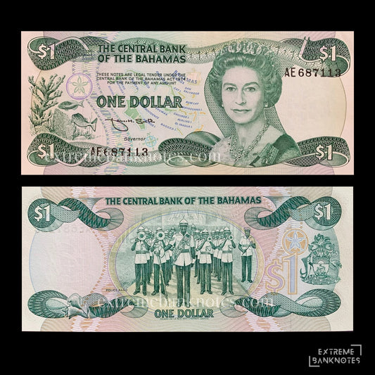 Bahamas 1 Dollar ND (1984) P-43b UNC – front and back