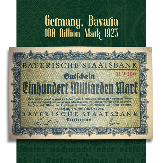 Weimar Hyperinflation Currency | Germany, Bavaria 100 Billion Mark 1923 XF