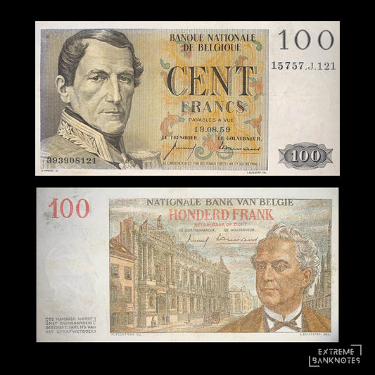 Belgium 100 Francs 1959 P-129c VF – front and back