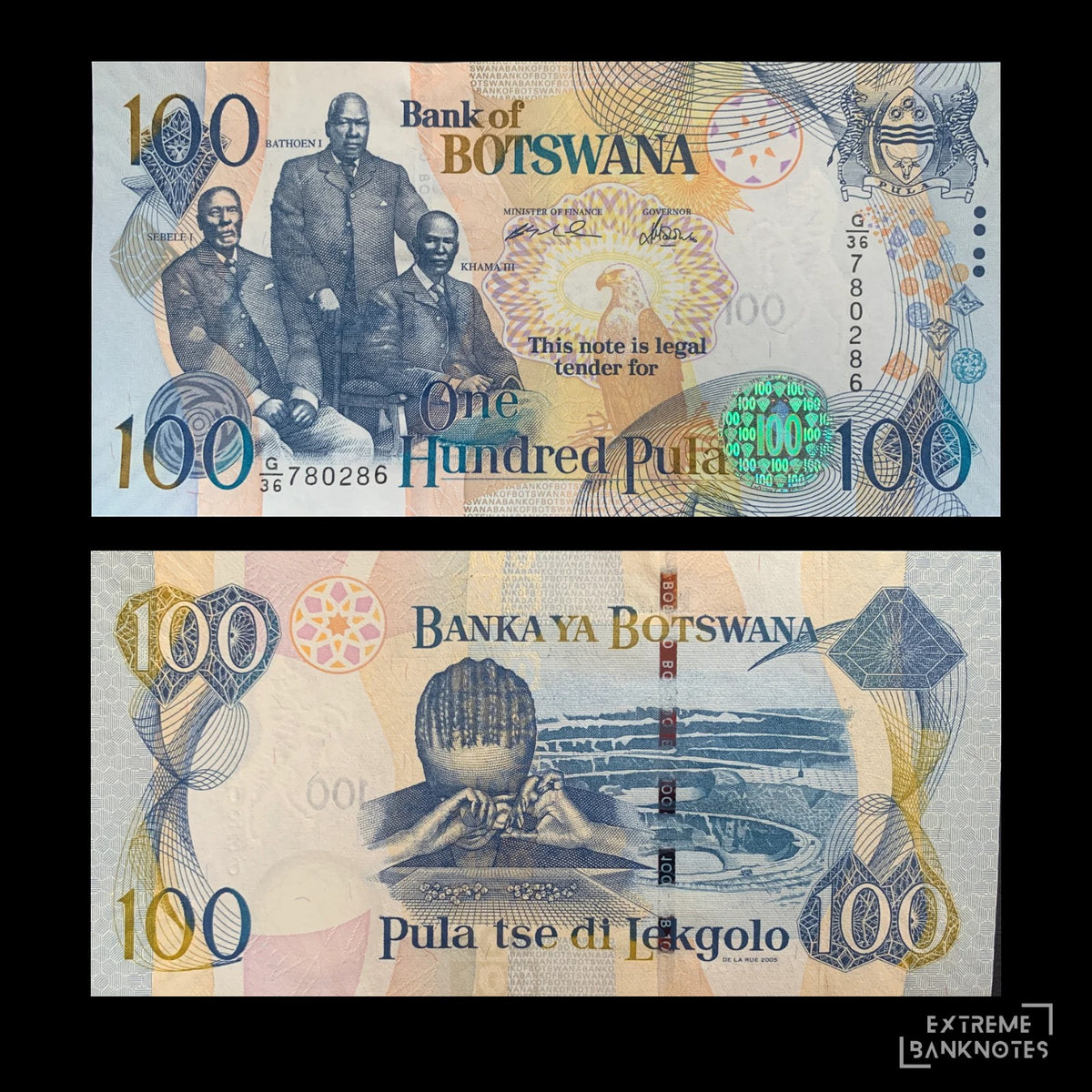 Botswana 100 Pula 2005 P-29b UNC – front and back