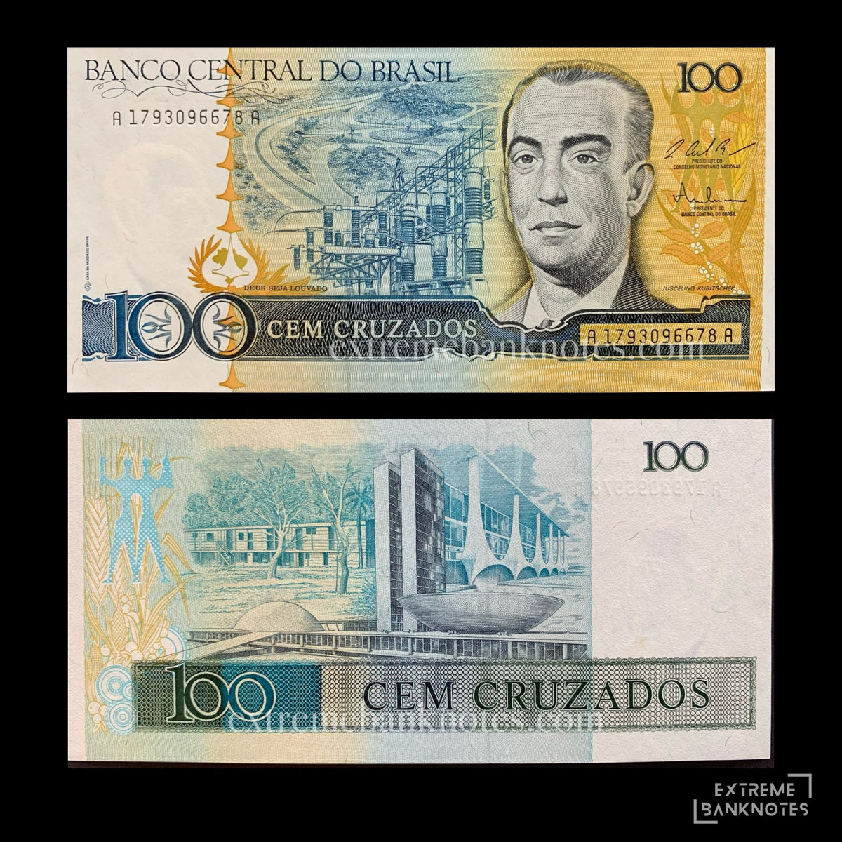 Brazil 100 Cruzados ND (1987) P-211c UNC – front and back