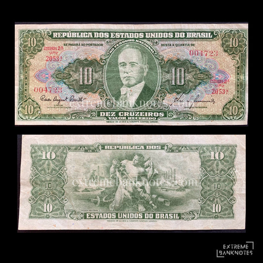 Brazil 10 Cruzeiros ND (1960) P-159f VF – front and back