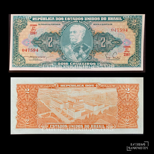 Brazil 2 Cruzeiros ND (1955) P-157 UNC – front and back