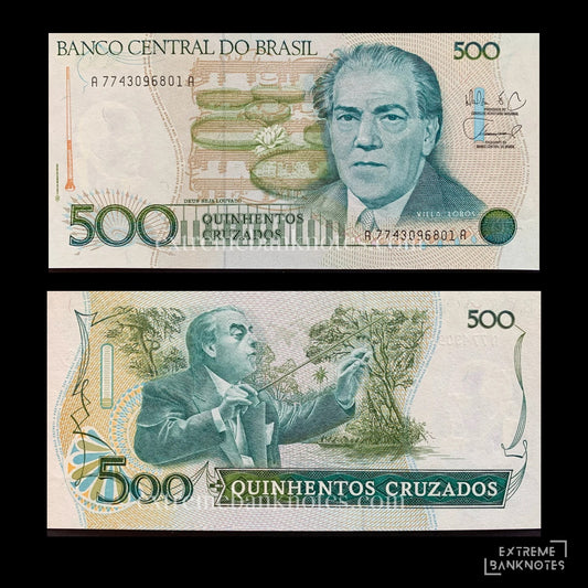 Brazil 500 Cruzados ND (1988) P-212d UNC – front and back