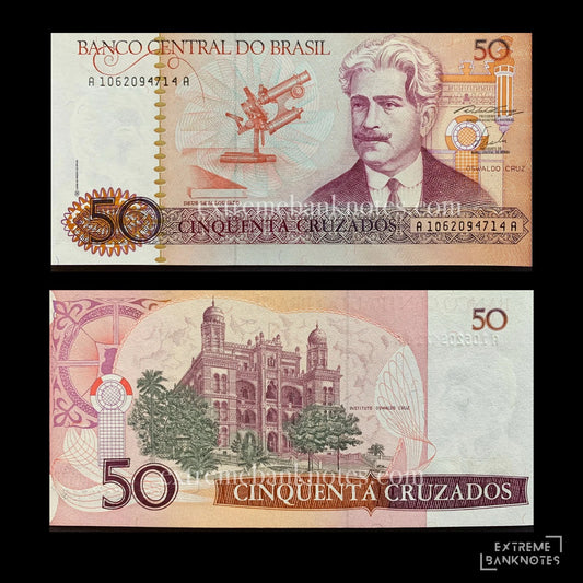 Brazil 50 Cruzados ND (1986) P-210a UNC – front and back
