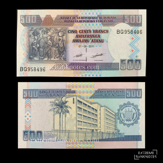 Burundi 500 Francs 2011 P-45b UNC – front and back