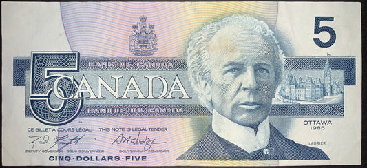 Canada 5 Dollars 1986 P-95e VF