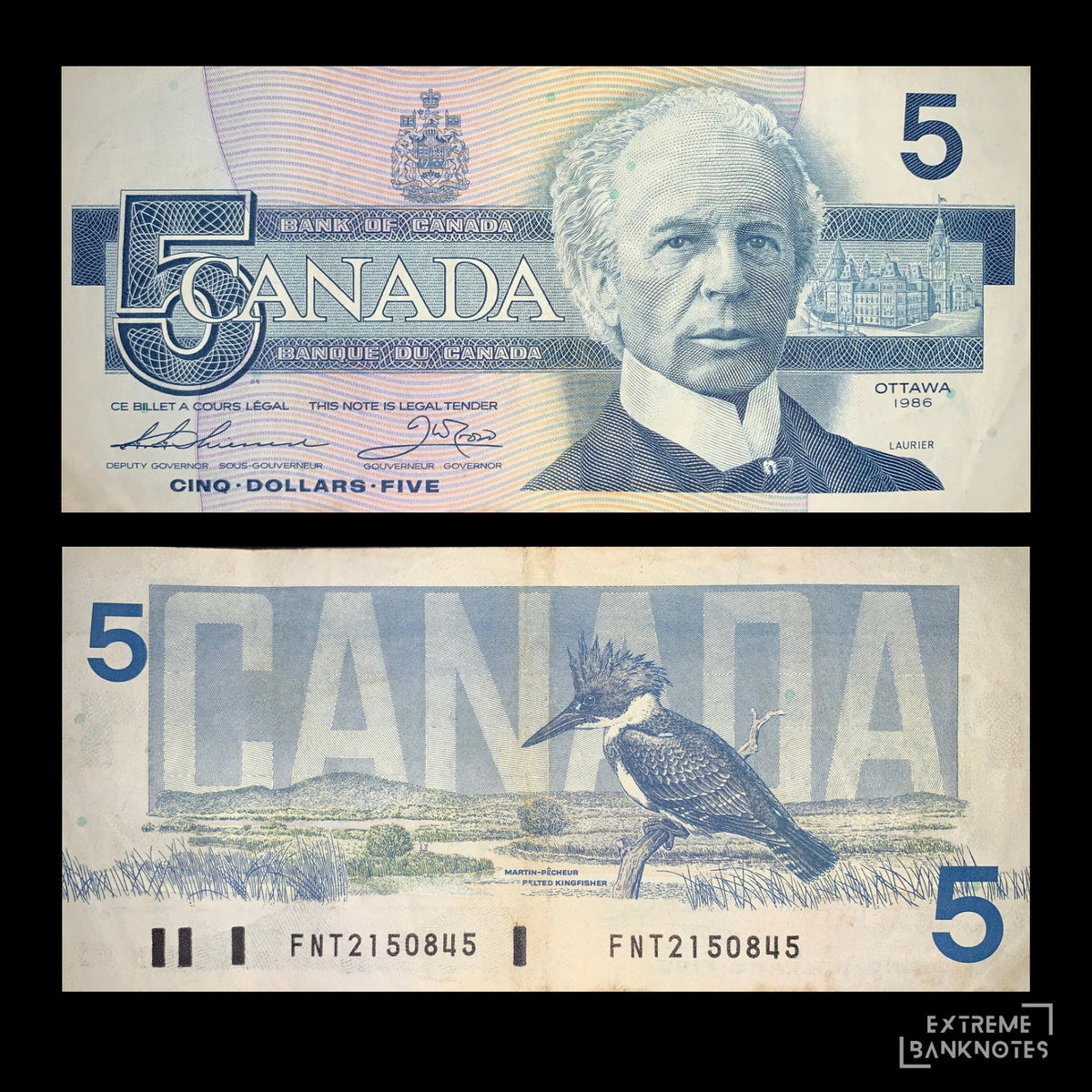 Canada 5 Dollars 1986 P-95b VF – front and back