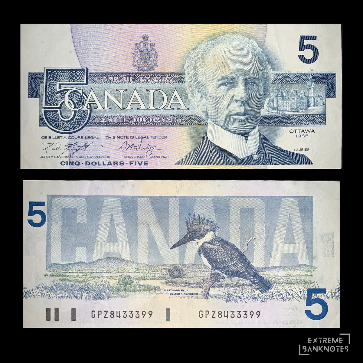 Canada 5 Dollars 1986 P-95e VF – front and back