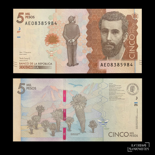 Colombia 5000 Pesos 2017 P-459 UNC – front and back