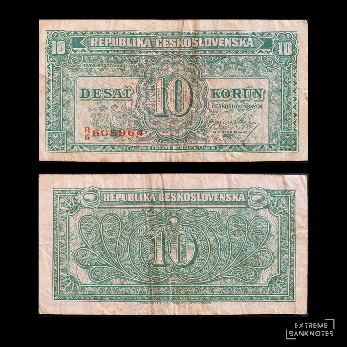 Czechoslovakia 10 Korún 1945 P-60 VF – front and back